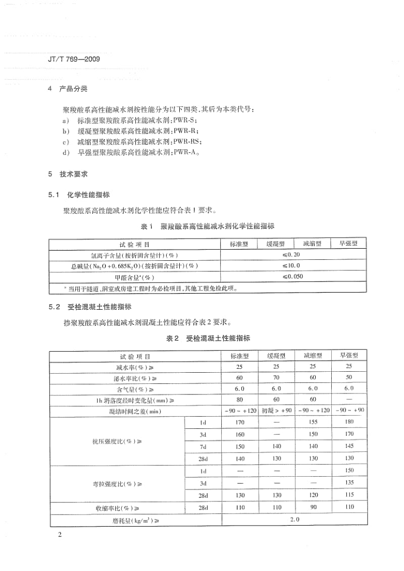 JT∕T769-2009公路工程聚羧酸系高性能減水劑